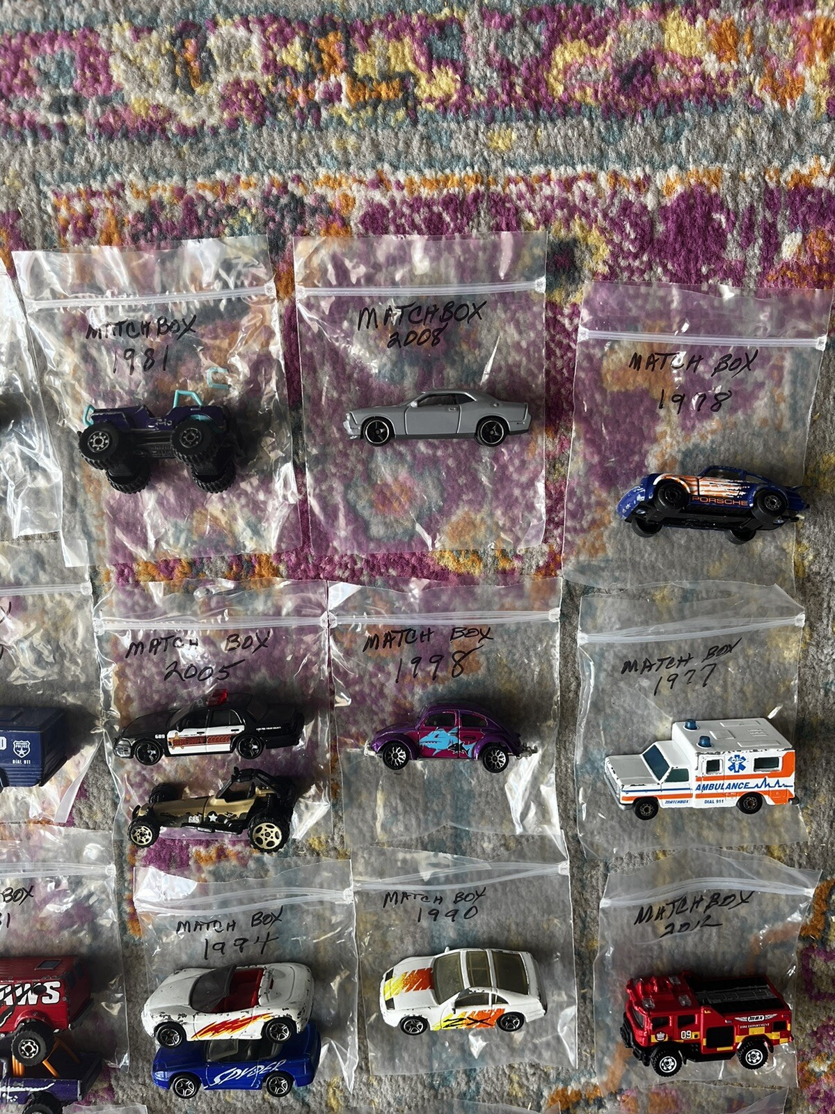Lot of 34 Matchbox Die cast And Plastic Cars 1977-2020