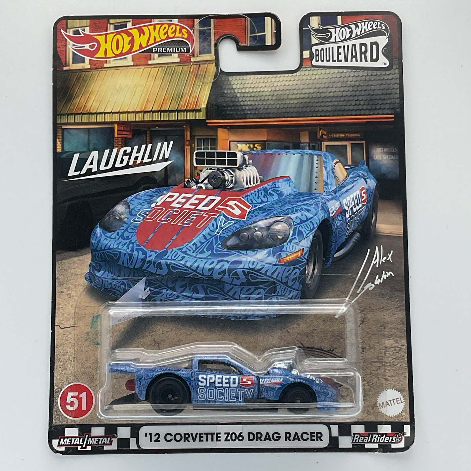 Hot Wheels Premium Boulevard ’12 Corvette Z06 Drag Racer Alex Laughlin Protector