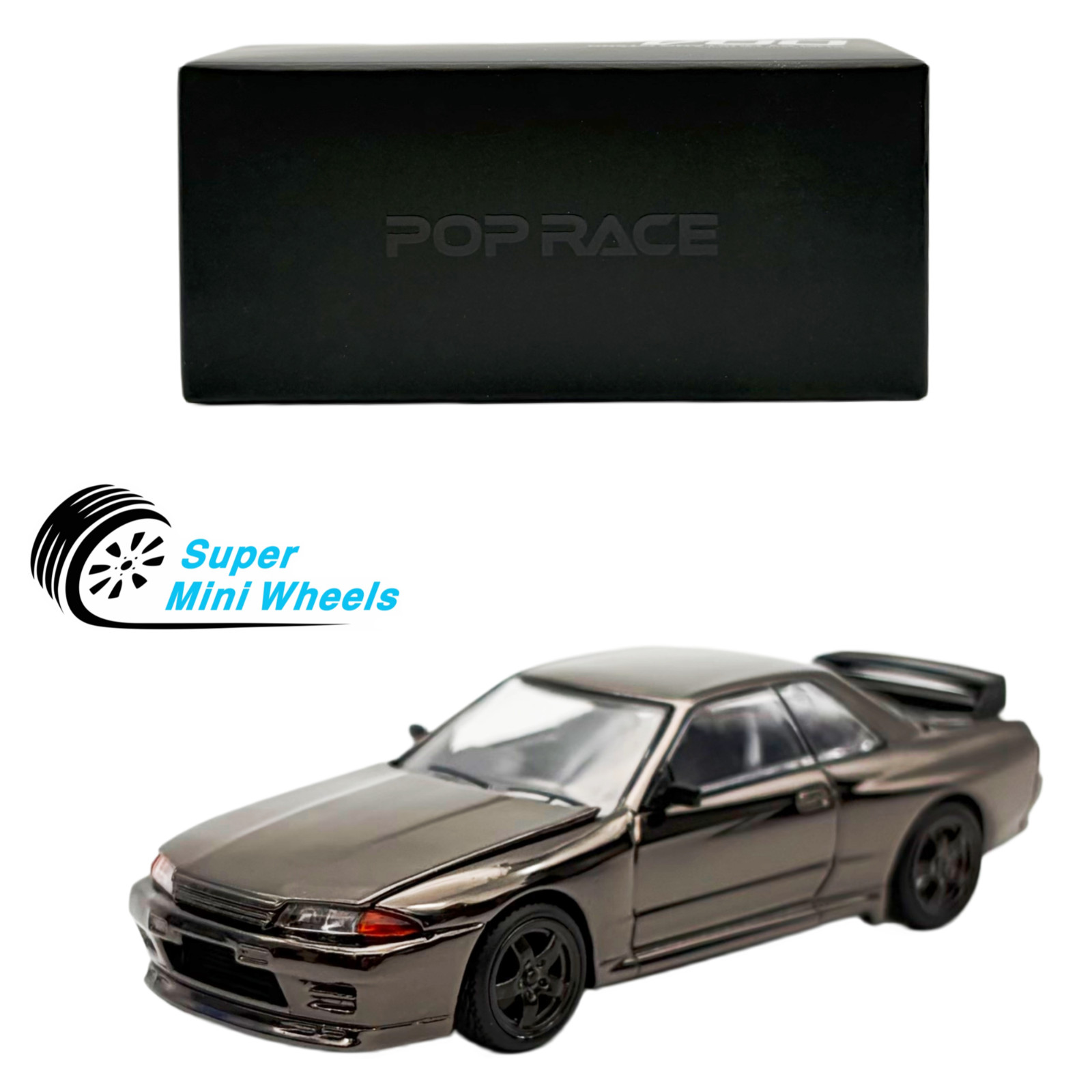 Pop Race 1:64 Nissan GT-R R32 Dark Chrome – PRDC002