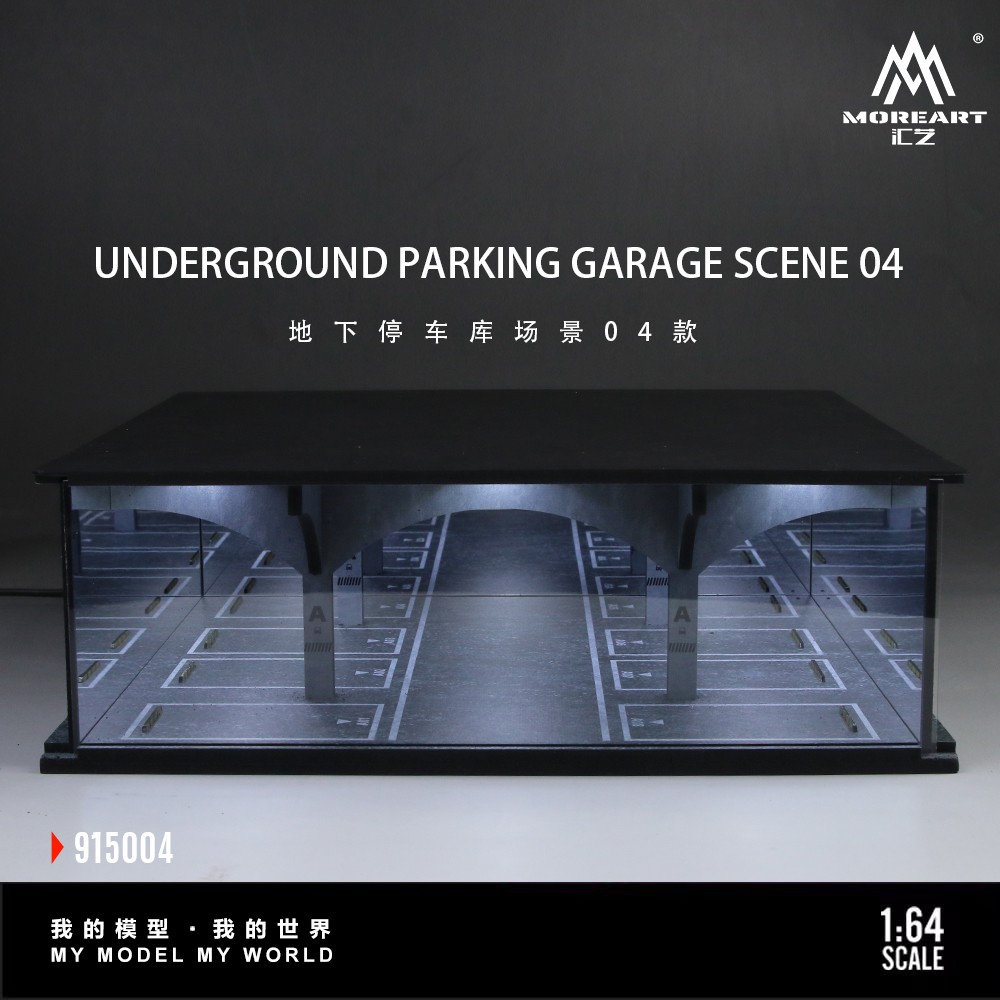 Diorama 1/64 Diecast Garage Model LED Lighting Parking Lot Display Case Scene