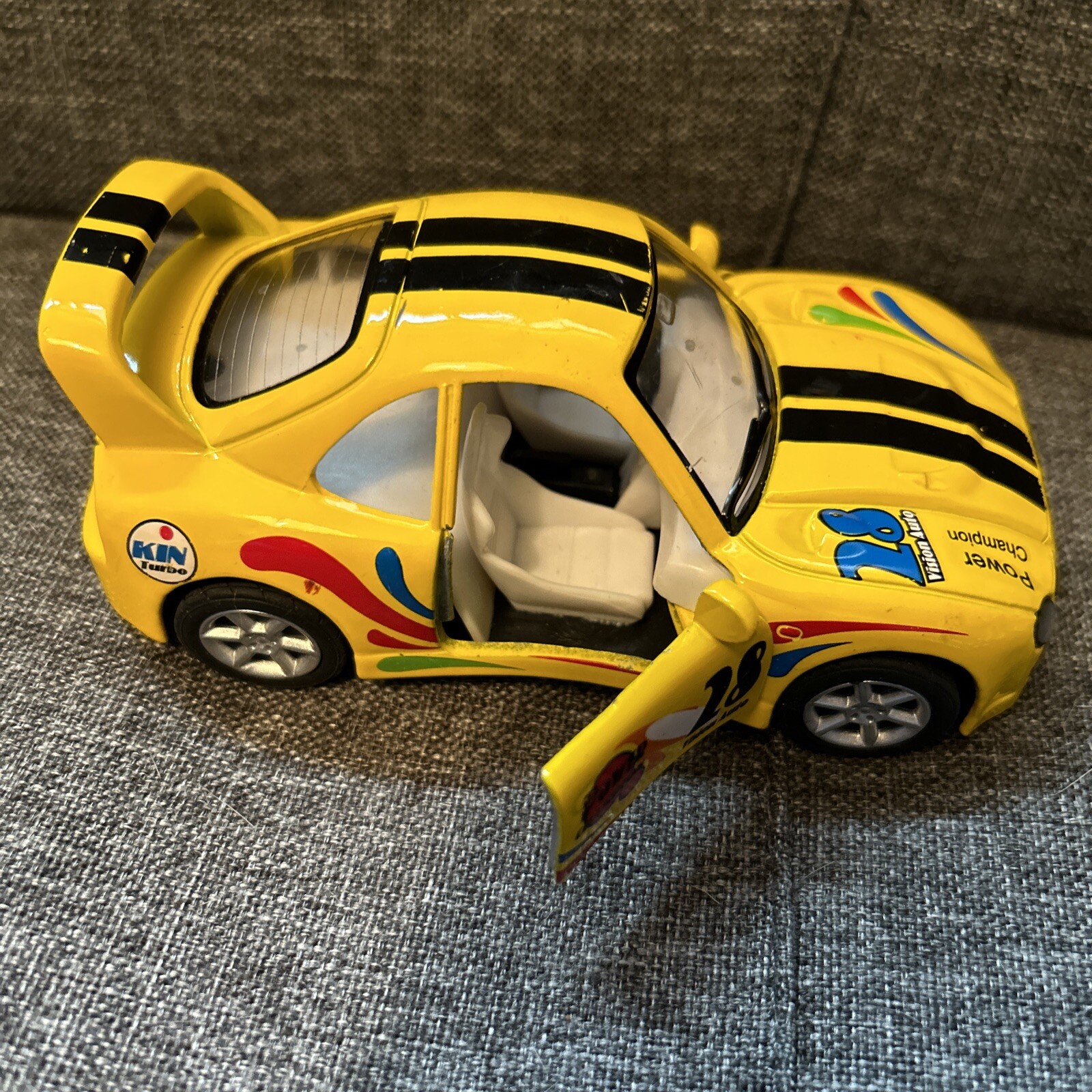 Kinsfun 3 Turbo Racer Pullback Die-Cast Toy Car Kintoy Champion 5” Turbo Yellow