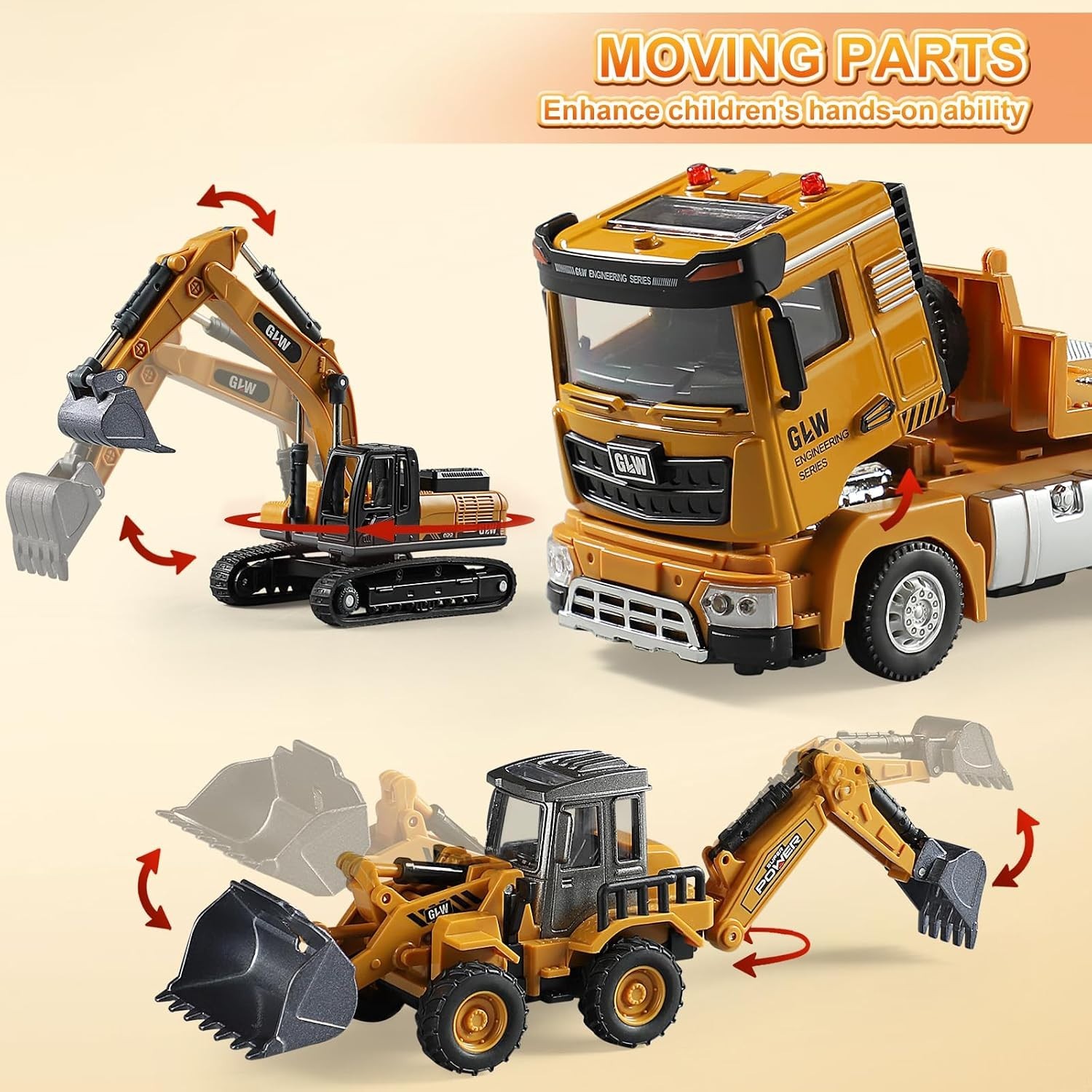Construction Carrier Trucks Toy Set Alloy Inertia 1:40 1:55 Model Vehicles