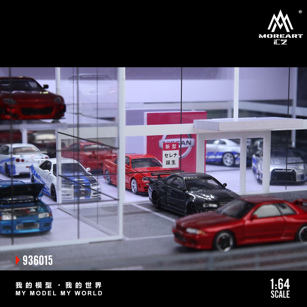 Diorama 1/64 Diecast Garage Model LED Lighting Showroom Scene Parking Lot Model