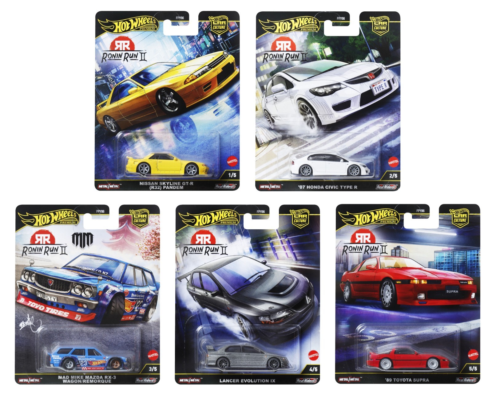 Hot Wheels Premium Car Culture 2025 Ronin Run II FPY86-961M Set of 5 In Stock