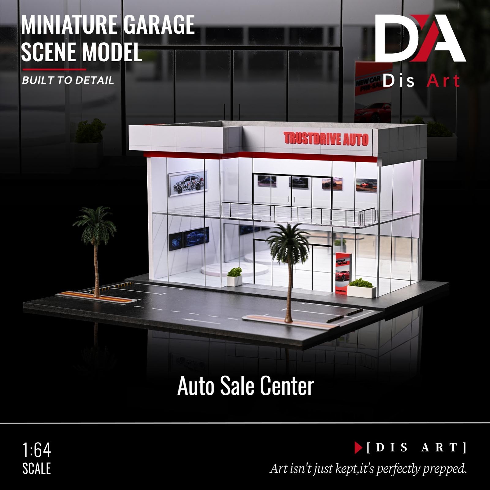 1/64 Diorama 2-Layer Showroom Scene Parking Lot Model LED Light Car Garage Model