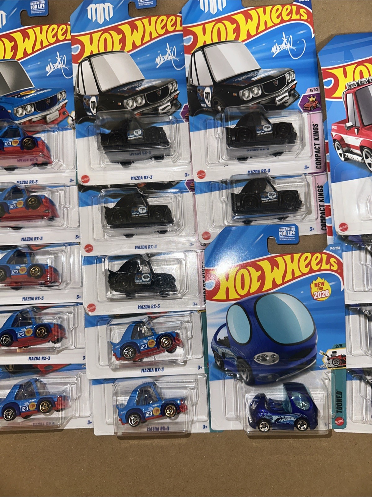 2026 Hot Wheels Mazda Rx-3 Toned Blue, Black, Tooned Too’nd, Chevy 27 Cars