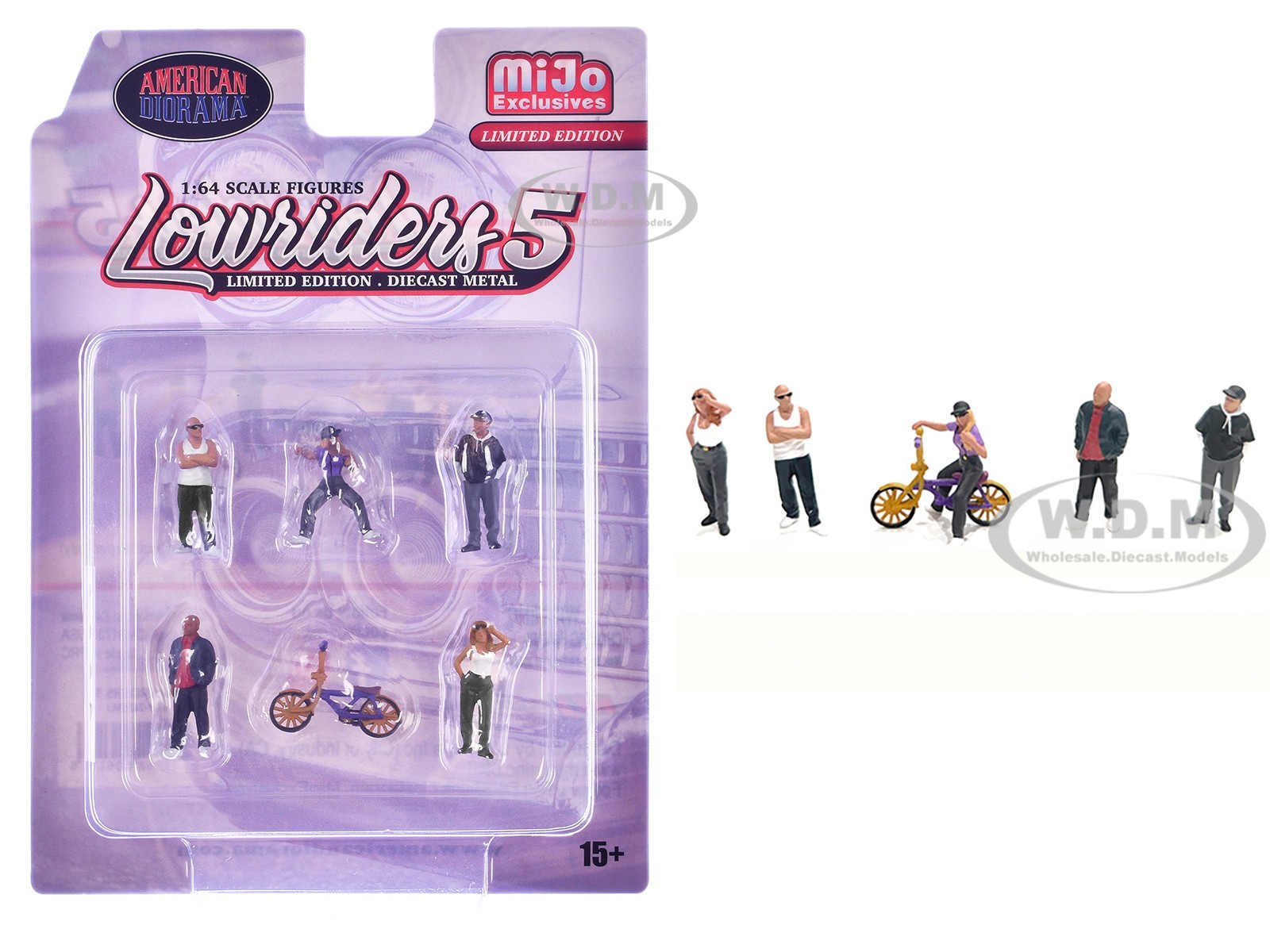 “LOWRIDERS #5” 6 PIECE DIECAST FIGURES SET 1/64 SCALE BY AMERICAN DIORAMA 2427