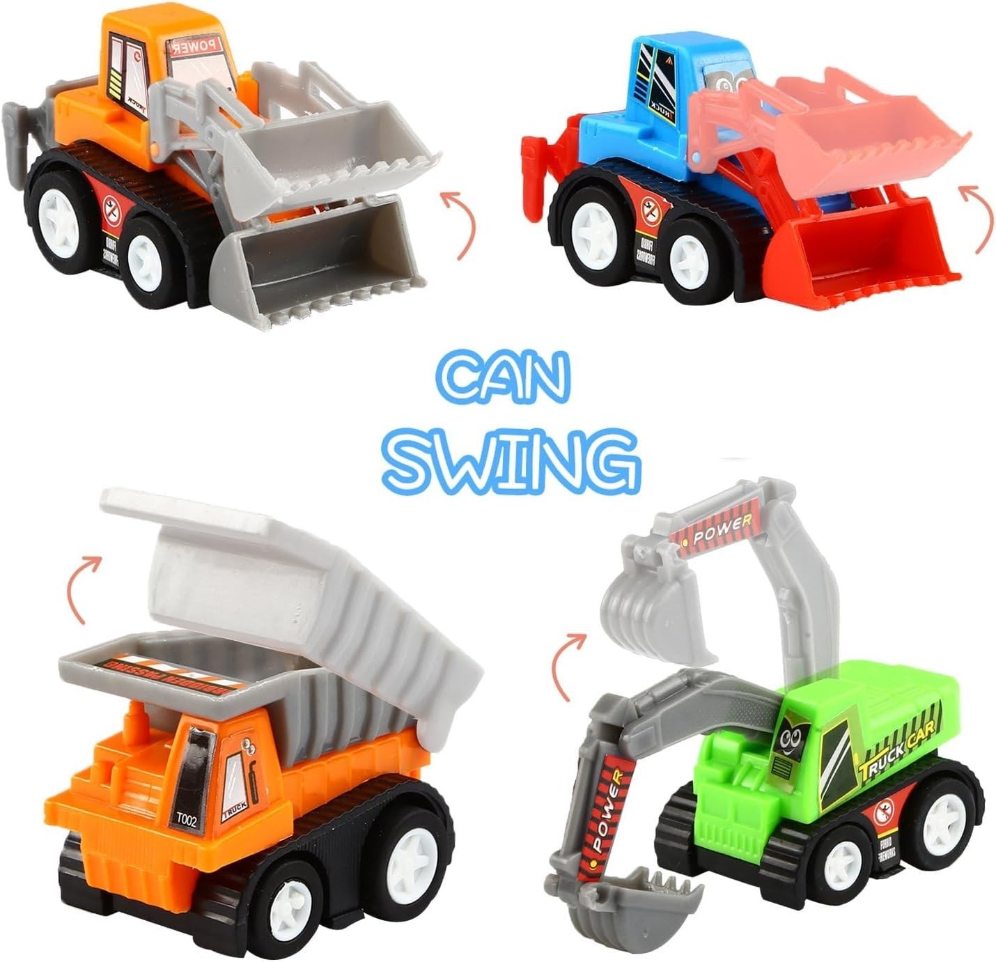 Funcorn Toys Pull Back Car 12 Pcs Mini Truck Toy Kit Set Dumper Excavator