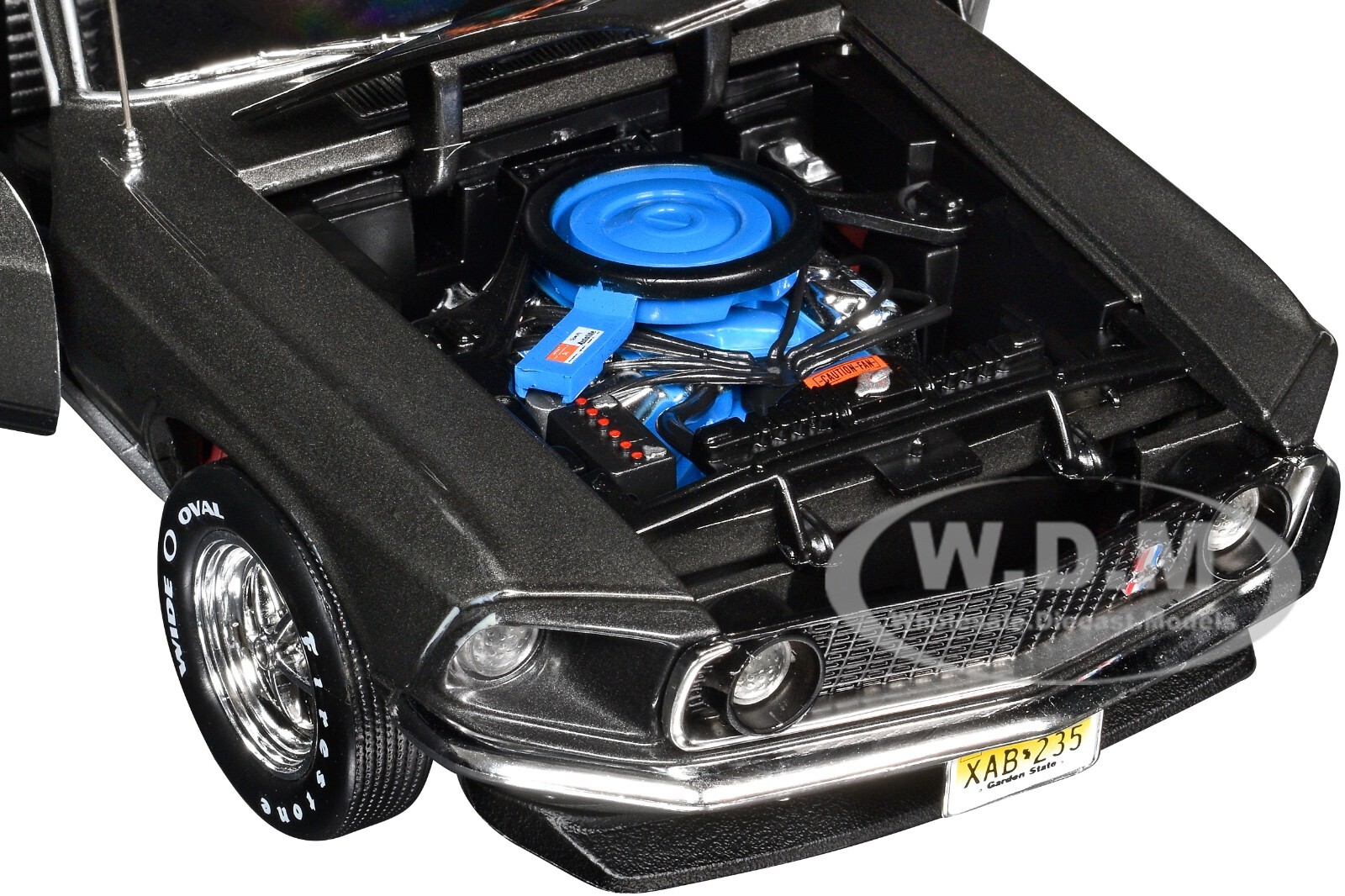 1969 FORD MUSTANG DARK GRAY “JOHN WICK” 1/18 DIECAST MODEL BY AUTO WORLD AWSS145