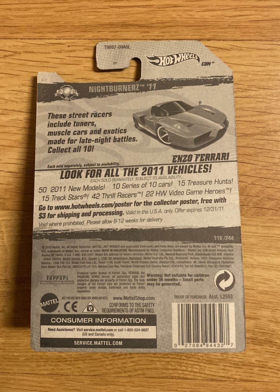 Hot Wheels Enzo Ferrari Red CUSTOM Super Real Riders Wheel Swap 2011