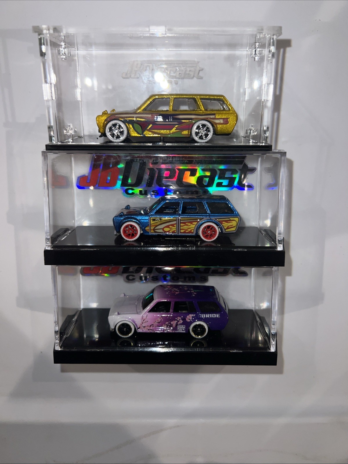 Lot Of 3 Custom 1971 Datsun 510 Wagon JB Diecast Customs Hotwheels See Pics!