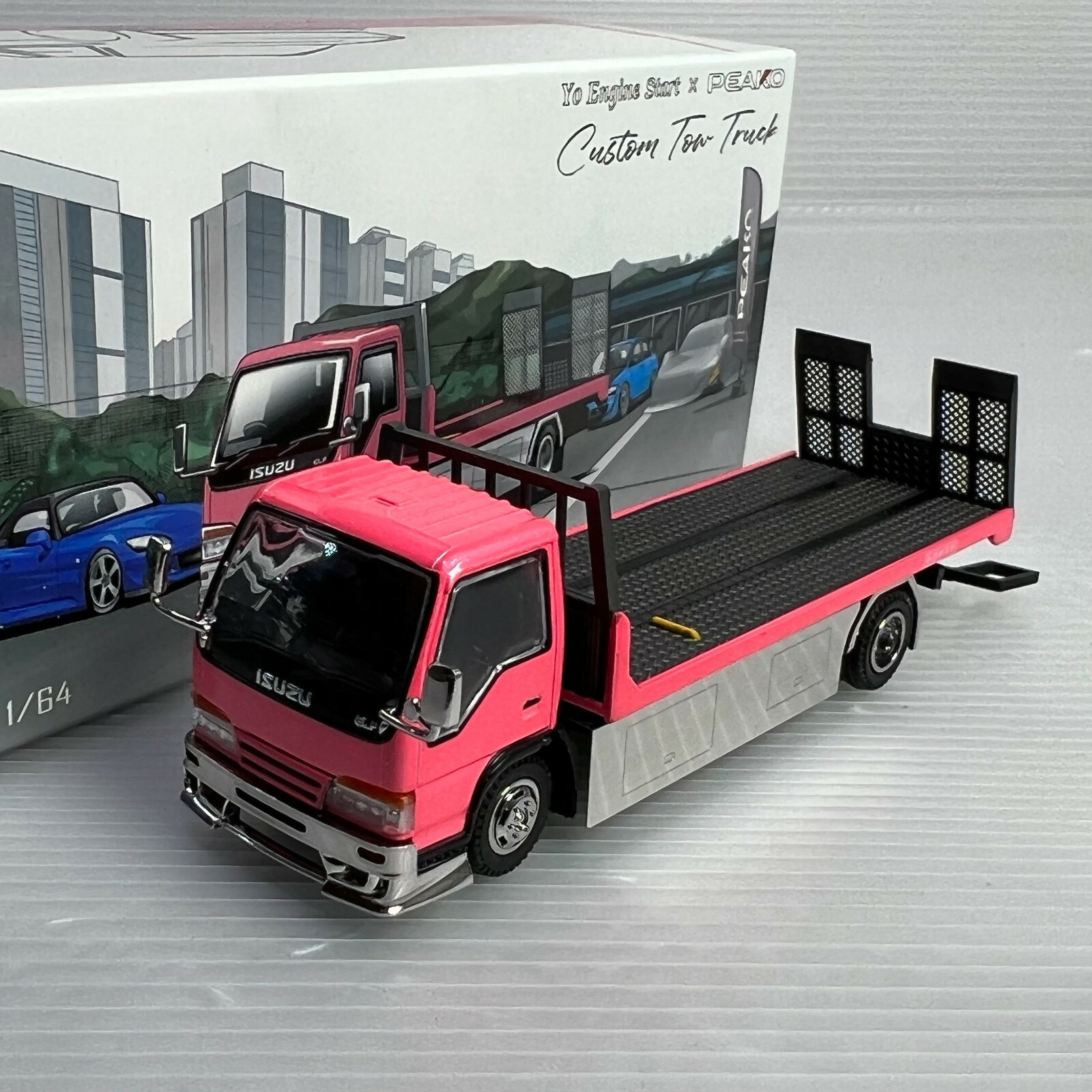 1/64 YES X Peako Isuzu Flatbed Tow Truck Pink Initial D