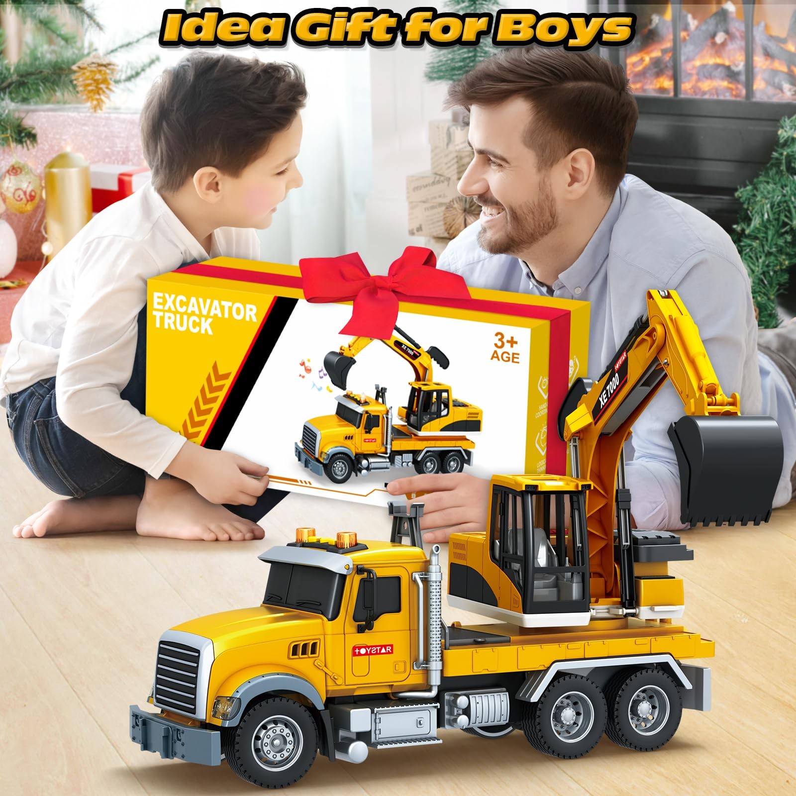 Kids Toys for 3 4 5 6 7 8 Years Old Boys, Large Excavator Truck Toy with Lights,