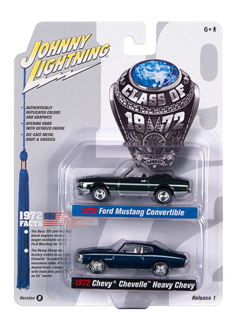 Johnny lightning 1972 Ford Mustang Convertible & Chevrolet Chevell JLSP242B-4D