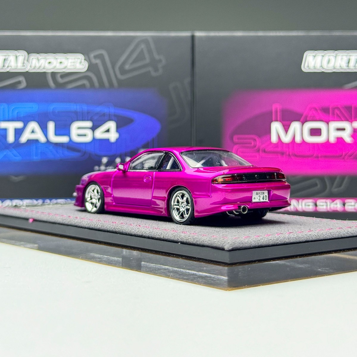 Mortal 1/64 Nissan Lang Silvia S14 240SX Kouki Pink Diecast Car Model