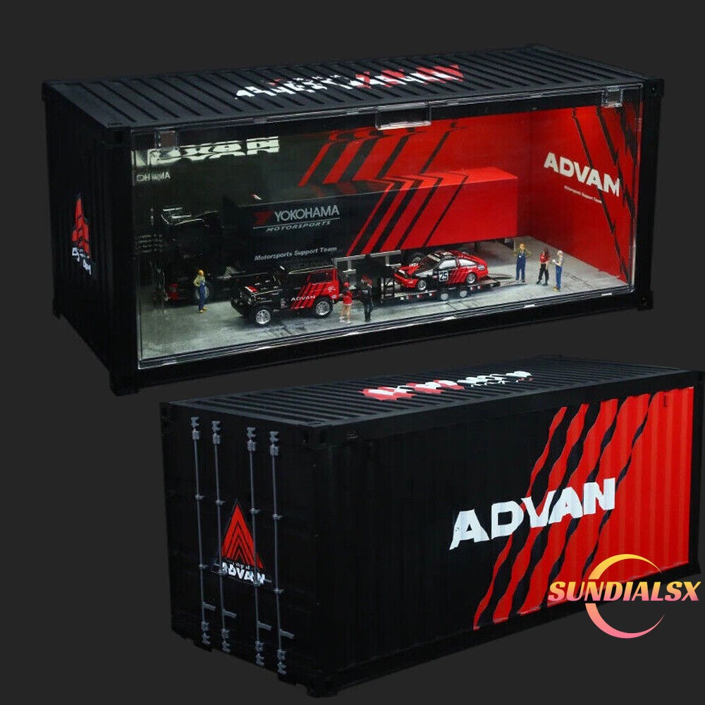 Diorama 1/64 Car Garage Model LED Lights Car Parking Lot Scene Model Display Box