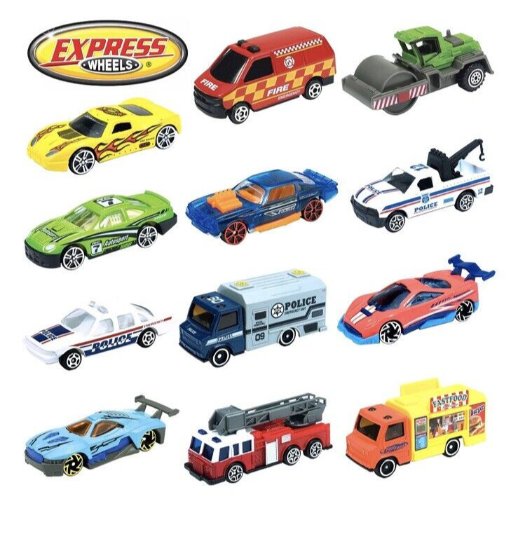 Die Cast 12-Piece Toy Vehicles Metal and Plastic Express Wheels Set New
