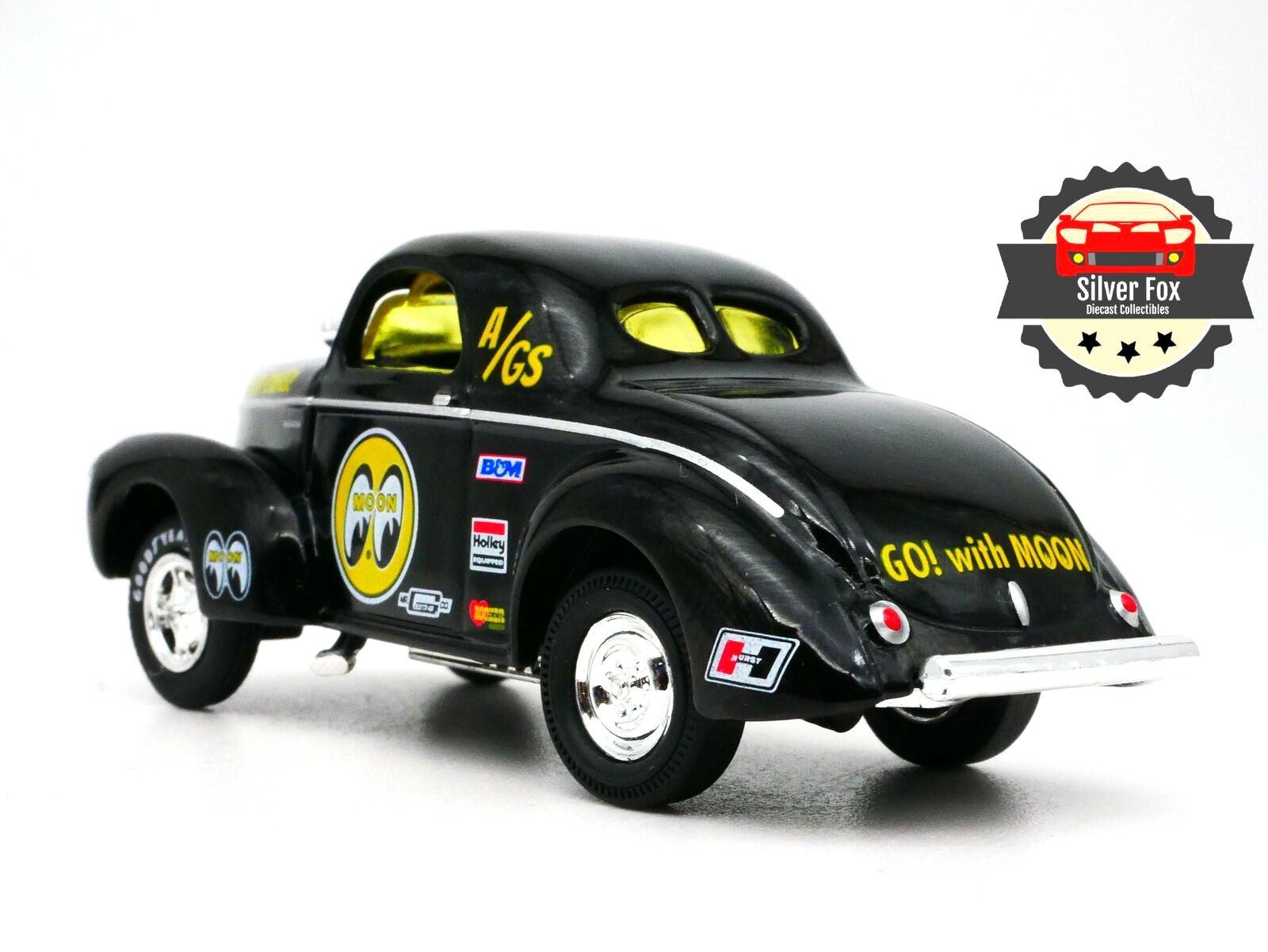 1941 WILLYS COUPE GASSER MOONEYES 1:64 SCALE DIECAST DIORAMA COLLTOR MODEL BLACK