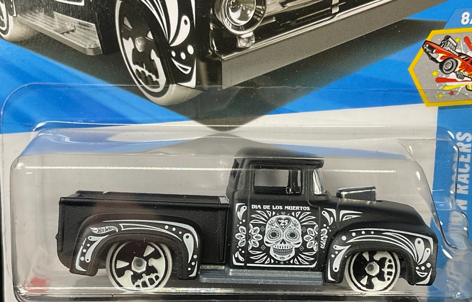 Hot Wheels CUSTOM ’56 FORD TRUCK Black, DIA DE LOS MUERTOS, Day of the Dead #233
