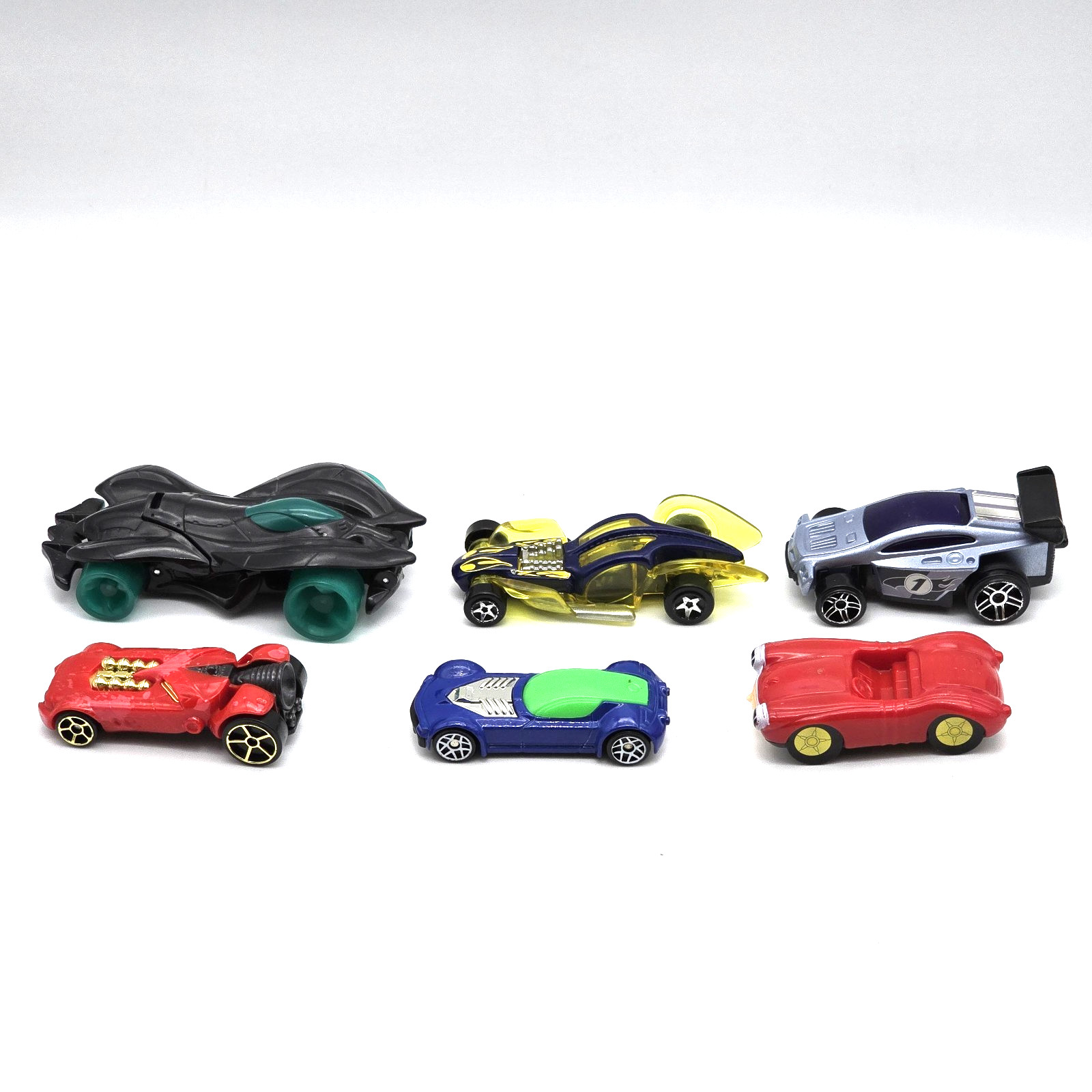 Made for McDonalds Lot 6 Cars 2008 to 2011 (5) Mattel Hot Wheels (1) DC Comics