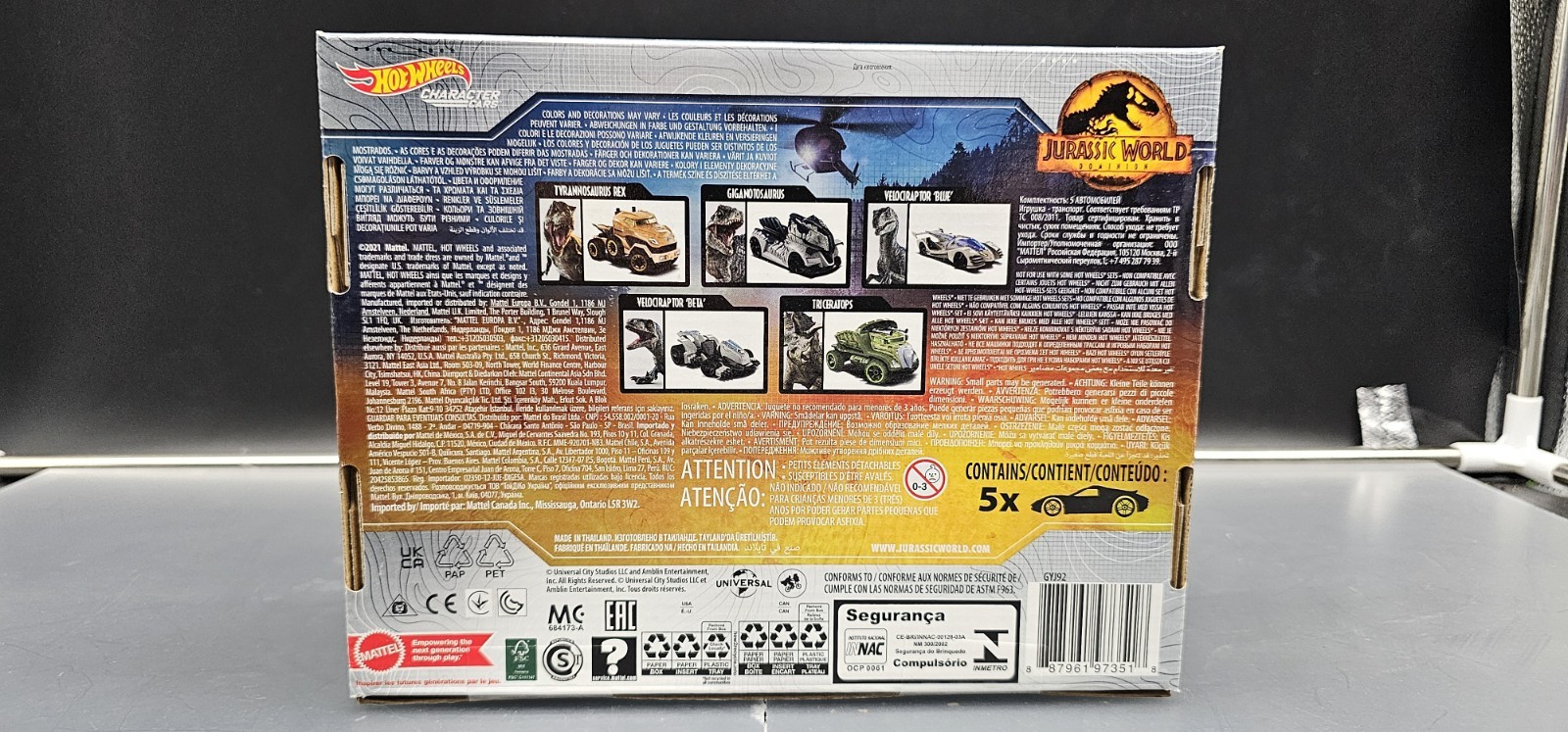 Hot Wheels Jurassic World Dominion 1:64 Car Set – GYJ92 ~NEW