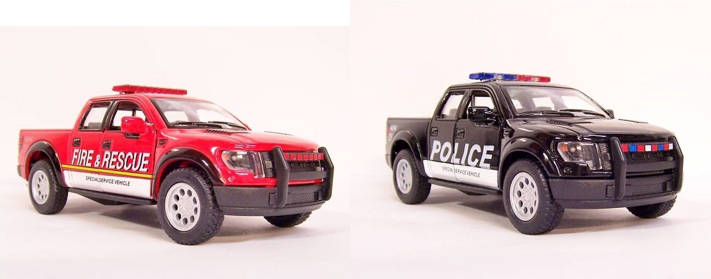 ’13 Ford F-150 Raptor Supercrew POLICE & FIRE RESCUE Diecast Model 1/46 PullBack