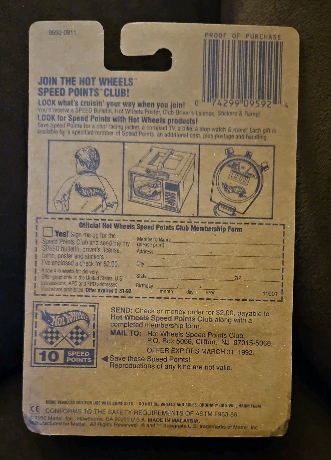 HOT WHEELS 🔥 MERCEDES 540K 🔥 COLLECTOR #134 🔥 SPEED POINTS CARD 🔥 1990 🔥