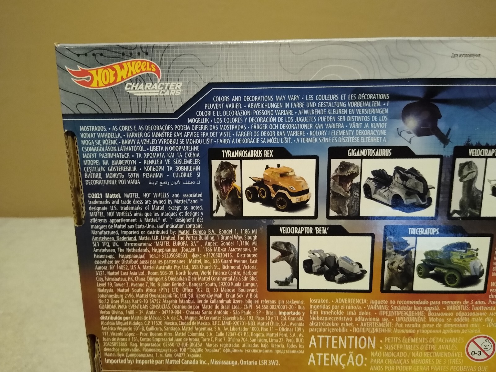 Hot Wheels Jurassic World Dominion 1:64 Car Set – GYJ92 ~NEW