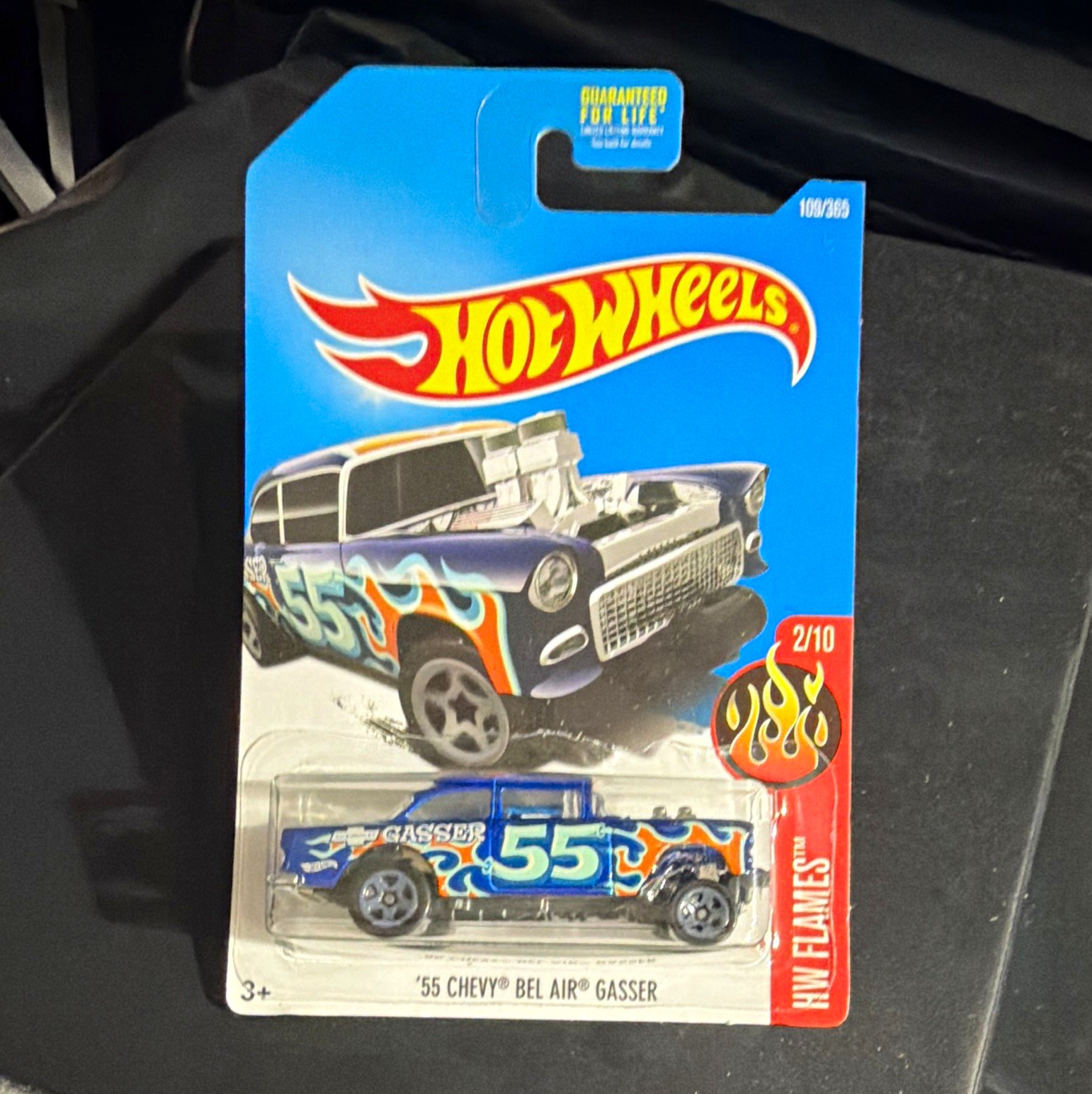 Hot Wheels ’55 Chevy Bel Air Gasser HW Flames 2/10 Blue 1:64 Diecast Unopened
