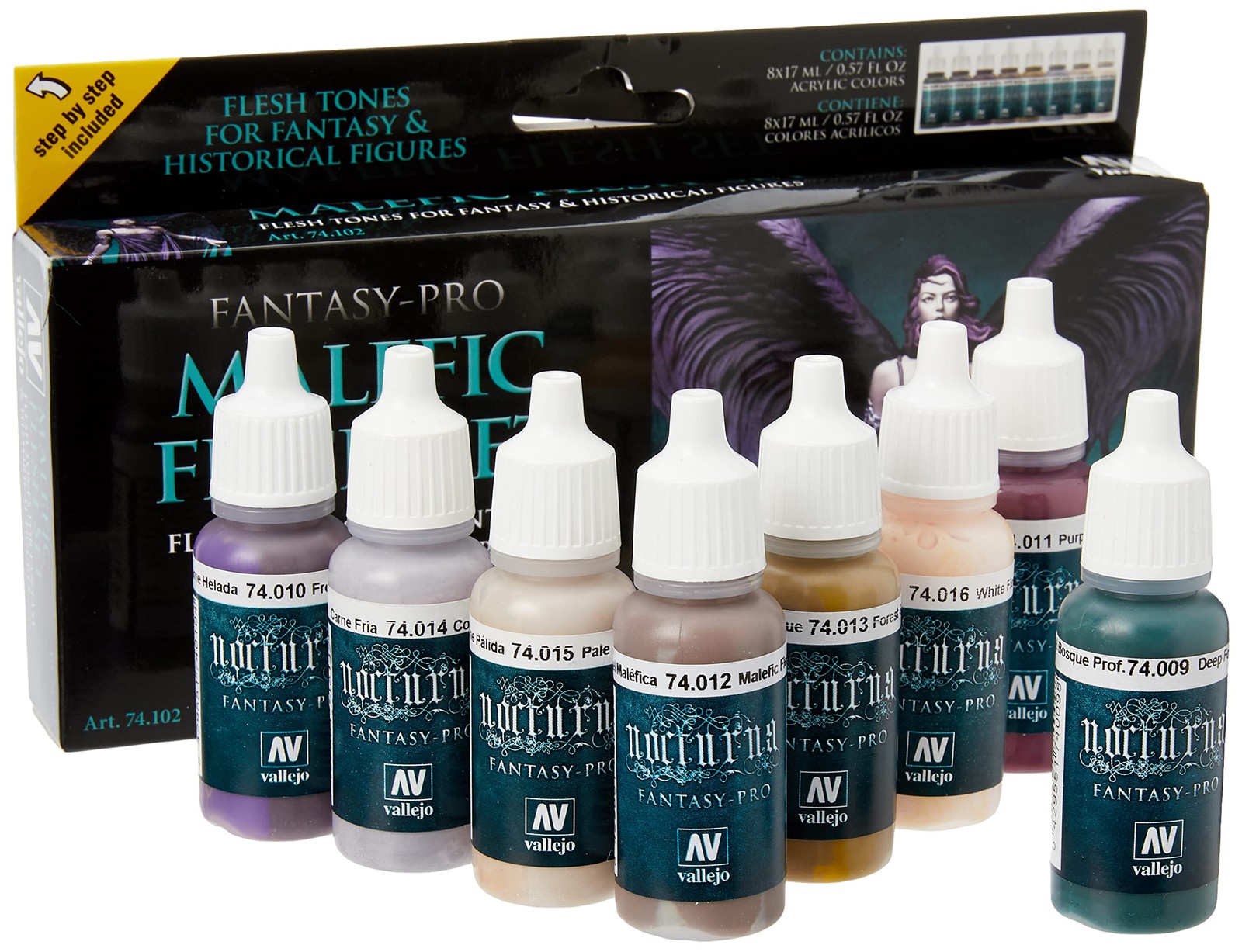 Pro Nocturna Malefic Flesh Acrylic Paint Set|Ideal Flesh Tones for Fantasy and