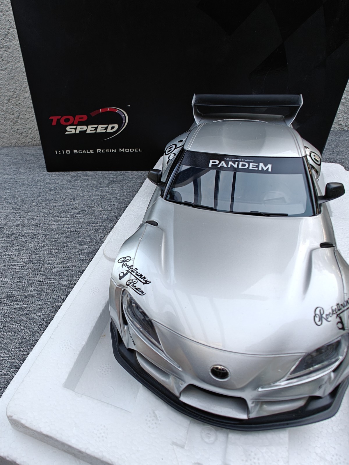 Gently Displayed 1:18 Top Speed Pandem Toyota GR Supra V1.0 silver TS0297 In US
