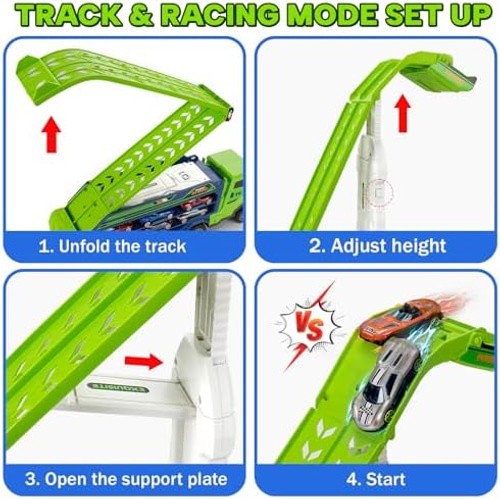 BainGesk Truck Toys Car for 3, 4, 5, 6 Years Old Boys, Carrier Race Truck Toy…