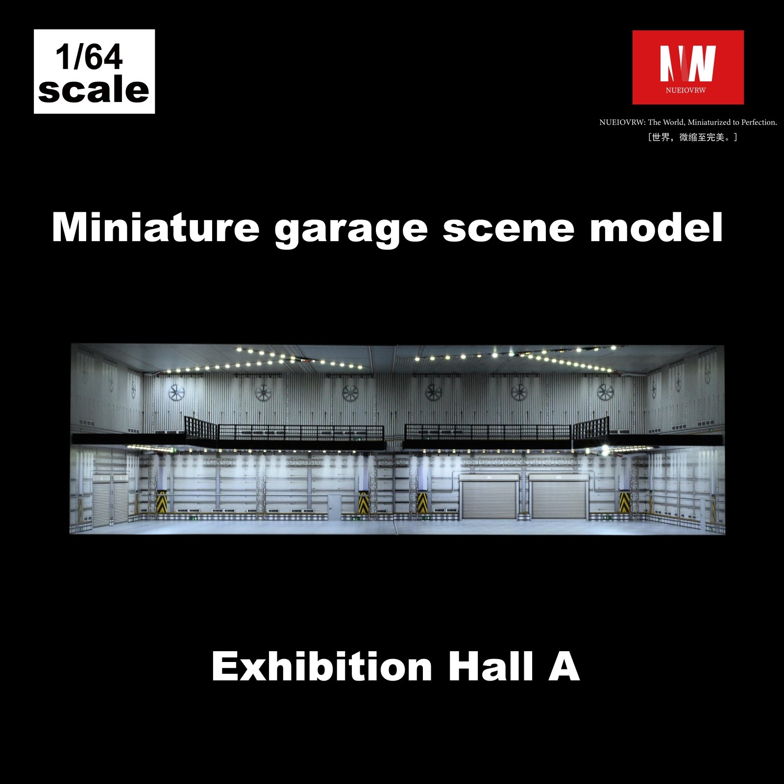 1/64 Diorama Car Garage Model LED Lighting Car Showroom Scene Display Model Gift
