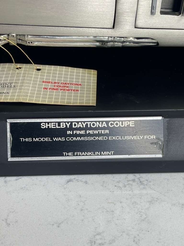 Franklin Mint Shelby Daytona Coupe In Fine Pewter 1:12 Scale with Stand