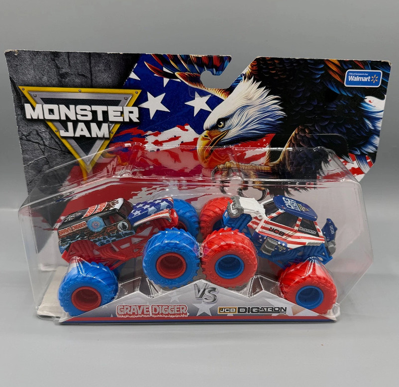 Monster Jam Grave Digger vs JCB Digatron Stars & Stripes 2025 Walmart Exclusive