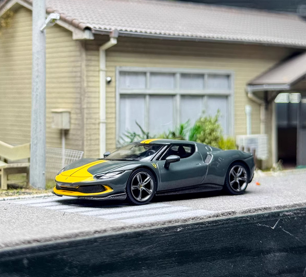 BBR 1:64 Gray 296 GTB Hard Top Racing Sports Model Diecast Display Car