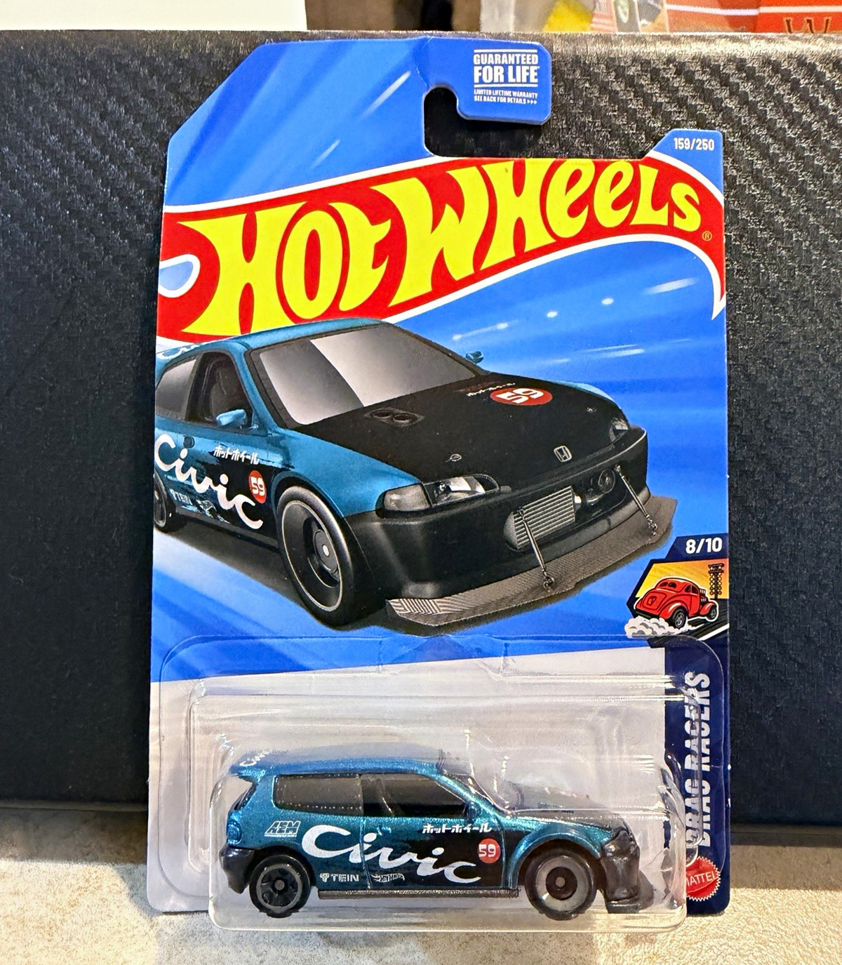 Hot Wheels Honda Civic Custom Drag Racers 1:64 Diecast Car Blue/Black