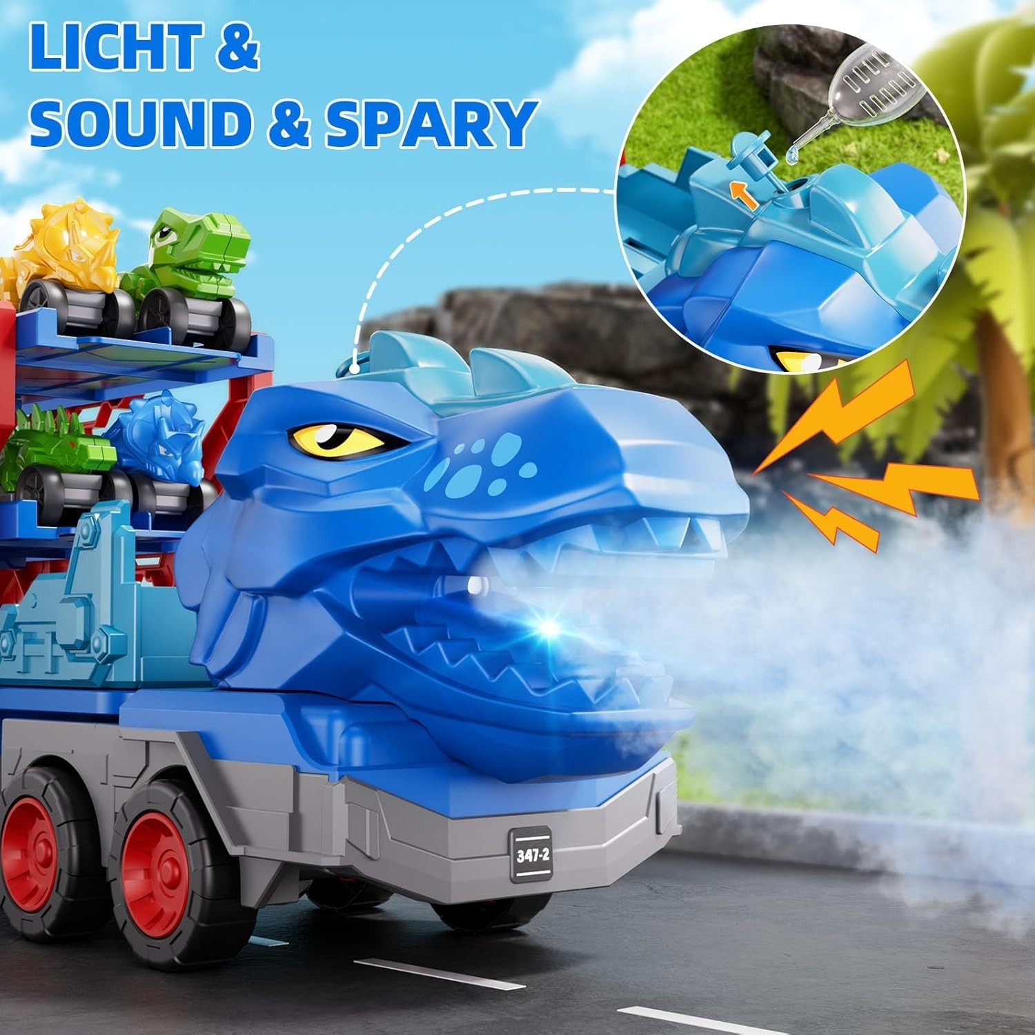 Toddler Truck Toys for 3-8 Years Old Boy Dinosaur Cars Transport Truck Carrier