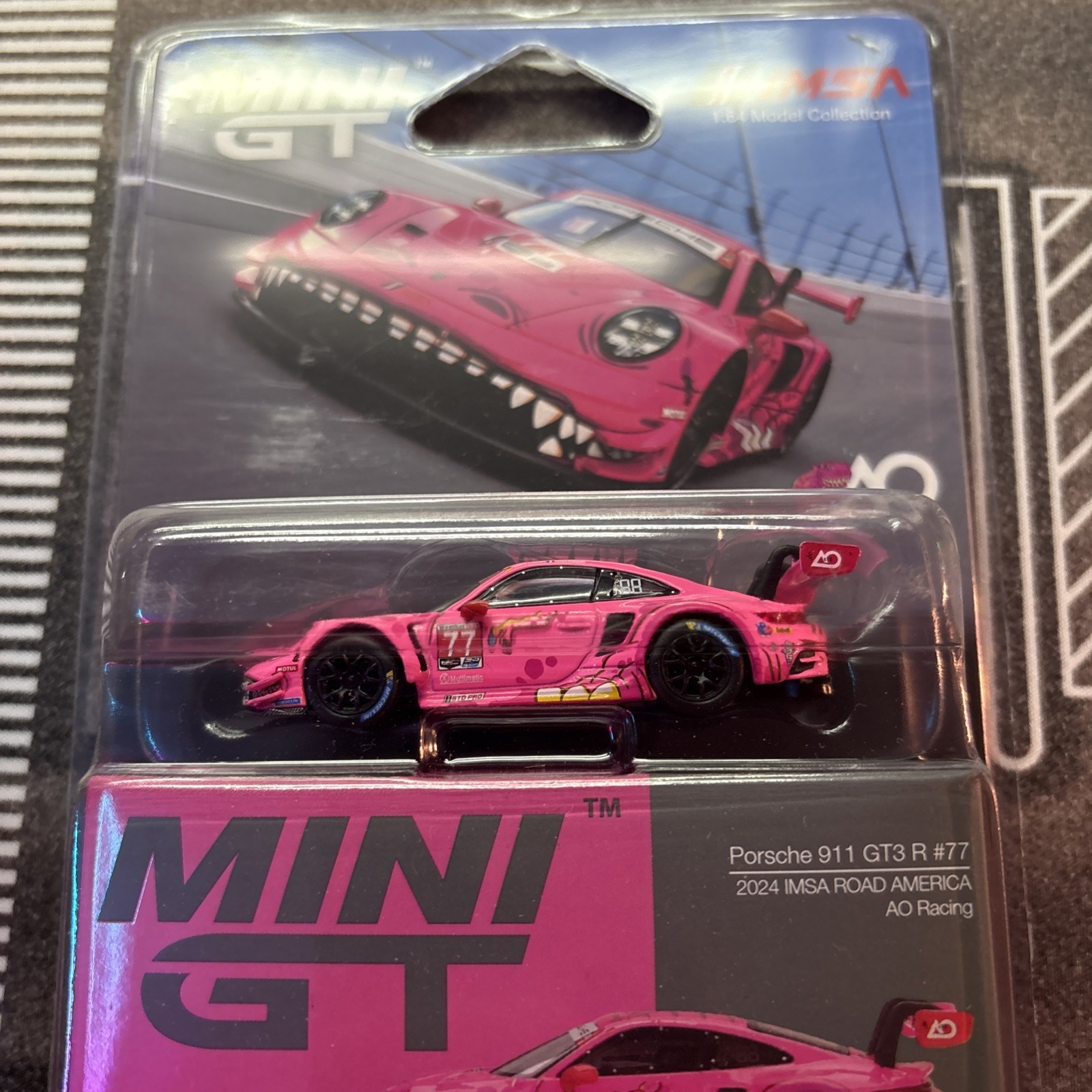 Mini GT 1:64 Porsche 911 GT3 R #77 AO Racing 2024 IMSA Road America MGT01052