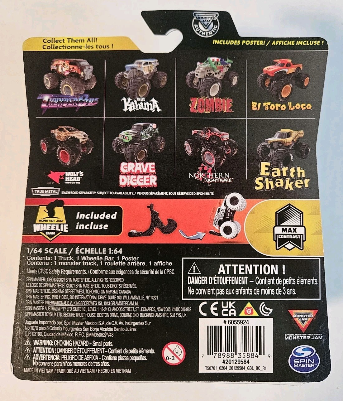 Monster Jam Max Contrast Grave Digger Black White Series 20 1:64 Scale