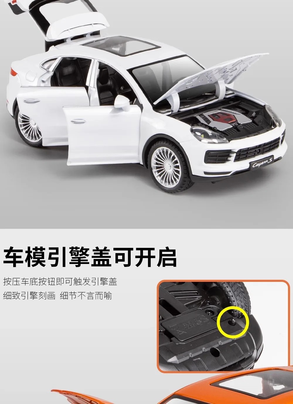 1:24 Porsche Cayenne S Classic Alloy Diecast Car Model Sound Light Collectible