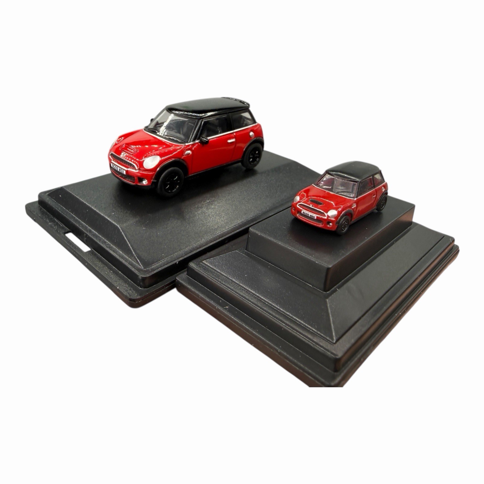MINI Cooper S Hardtop R56 Chili Red with Black Roof Diecast car Pair of Two