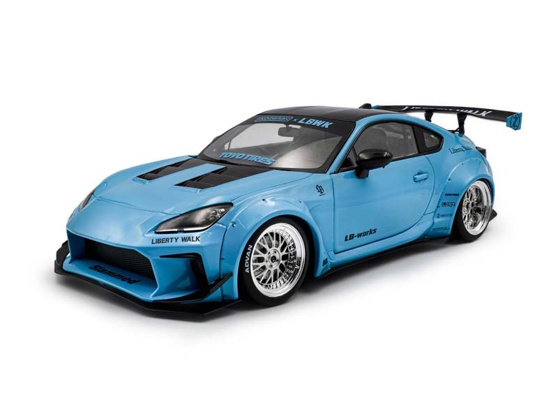 2024 Toyota GR86 Liberty Walk Body Kit Baby Blue Diecast 1:18 Scale Model –