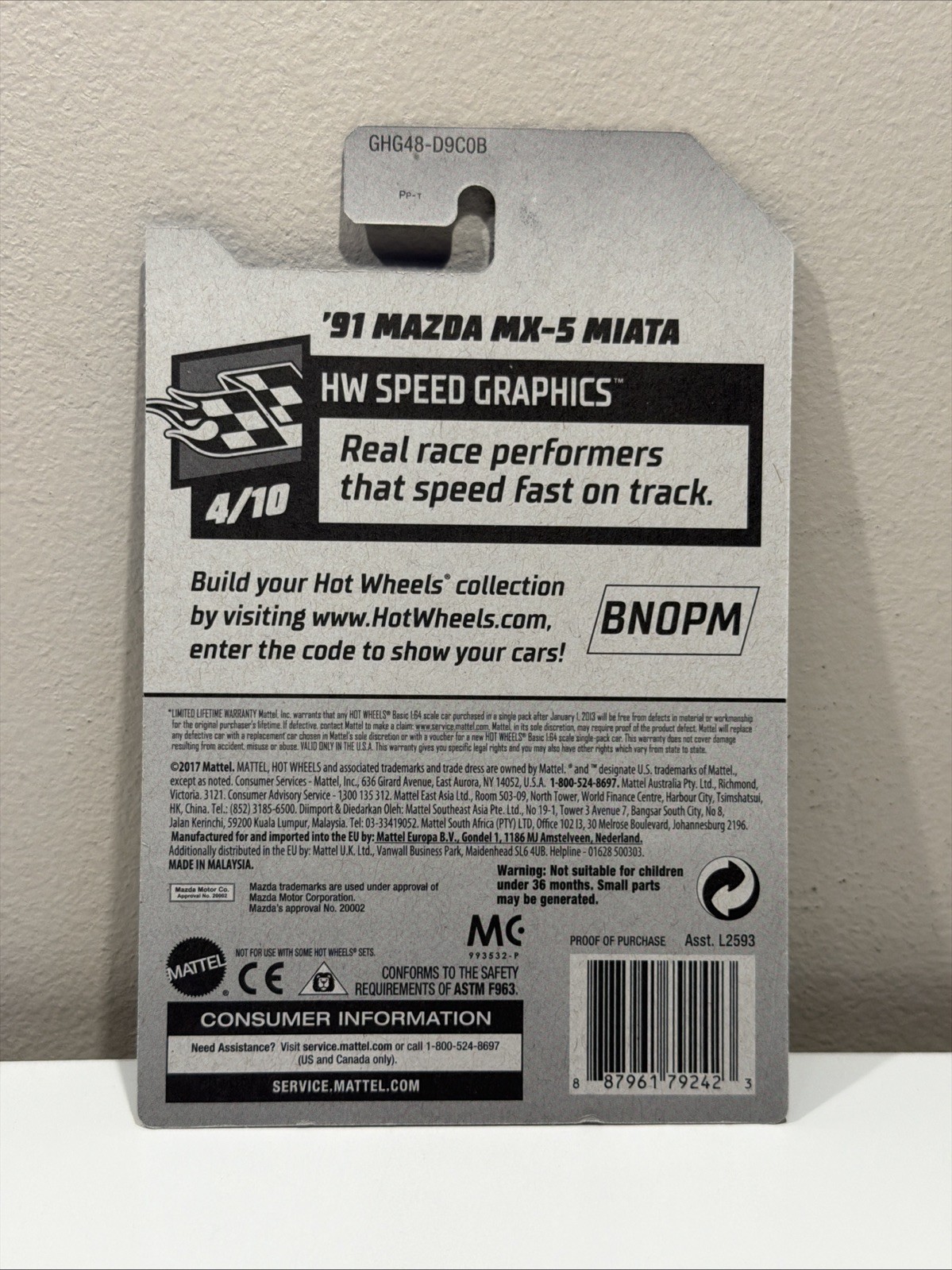 Hot Wheels Speed Graphics’91 Mazda MX-5 Miata Green Car GameStop Exclusive G26