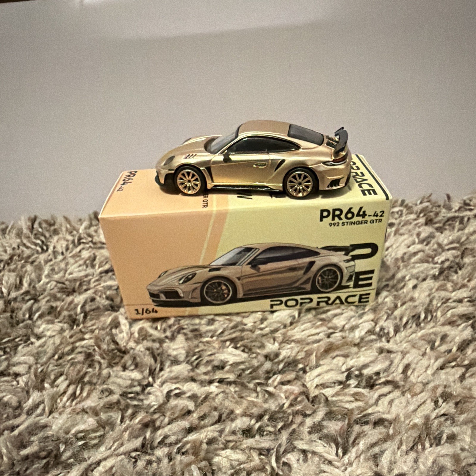 POP RACE Porsche 992 Stinger GTR Gold 1:64 Diecast Limited Ed PR64-42