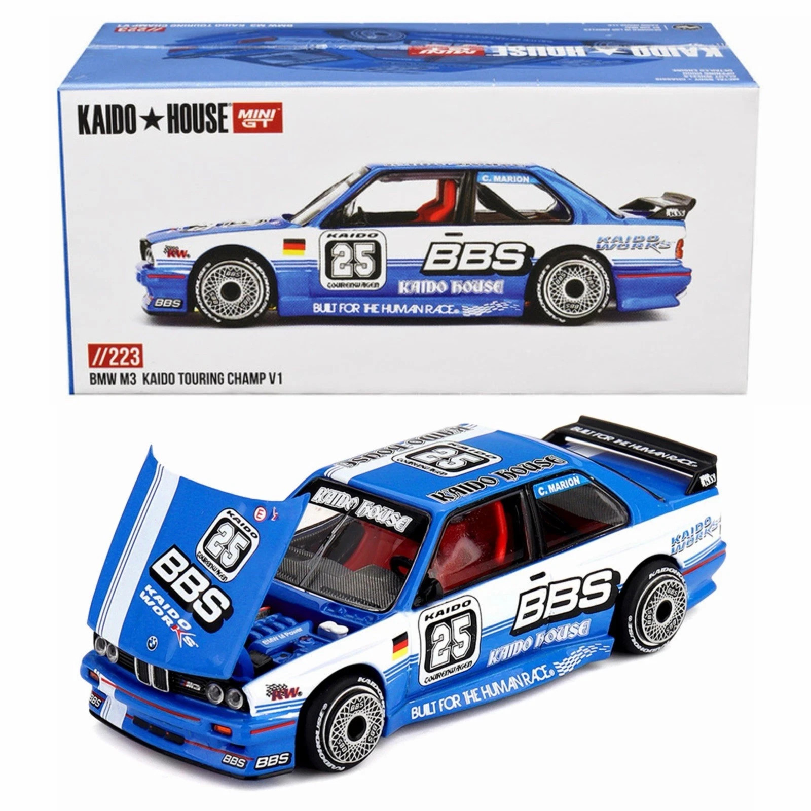 1/64 Kaido House x Mini GT BMW M3 Kaido Touring Champ V1 BBS #25 Blue White #223