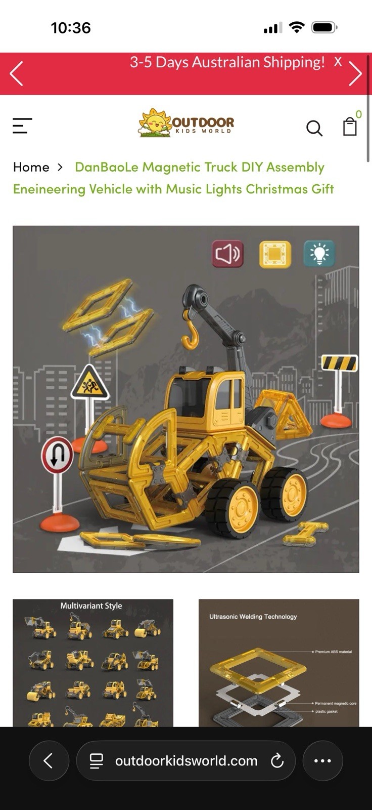 Danbaole Magnetic Truck DIY Assembly Eneineering Vehicle with Music Lights
