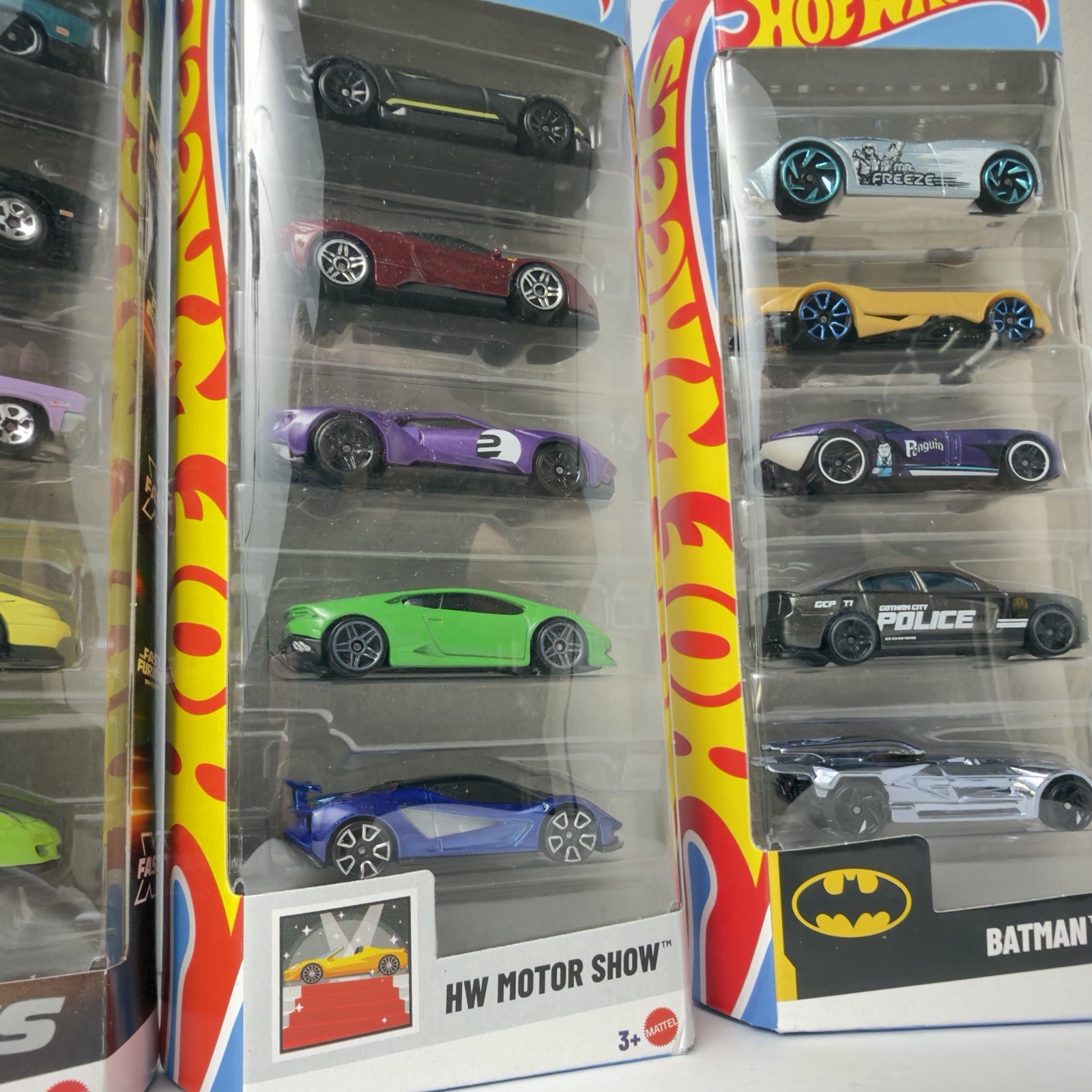 Hot Wheel 5 Pack lot Of 4, Batman, HW Motor Show, Fast & Furious