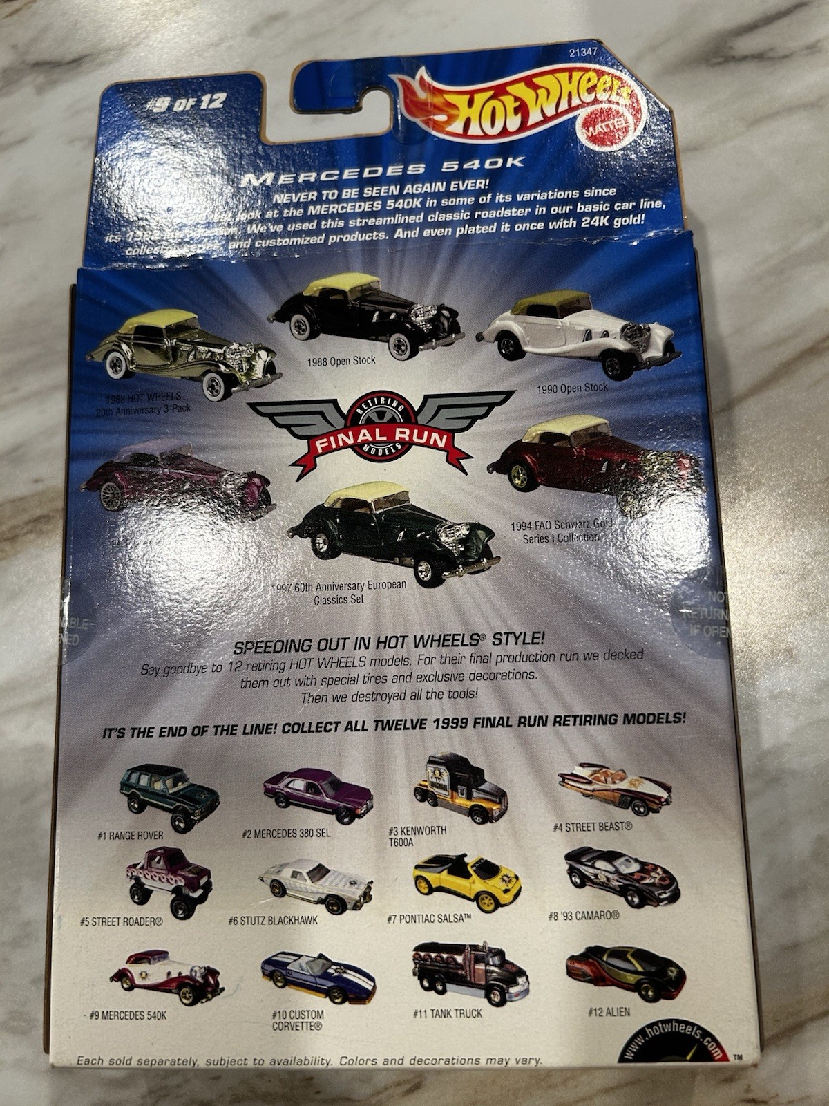 Hot Wheels 1999 Final Run Retiring Model #9 Of 12 Mercedes 540K