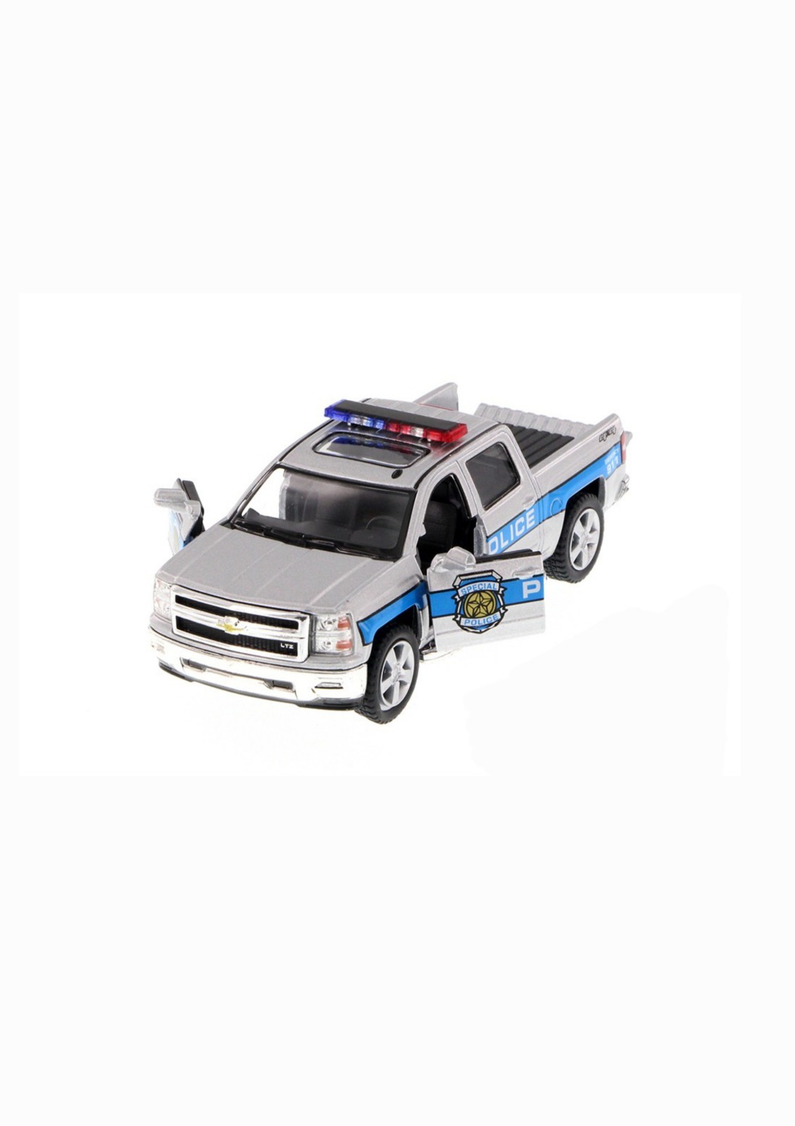 5381DPR BY Kinsmart 5″2014 Chevrolet Silverado. Police Pick-up 1:46 Silver Color